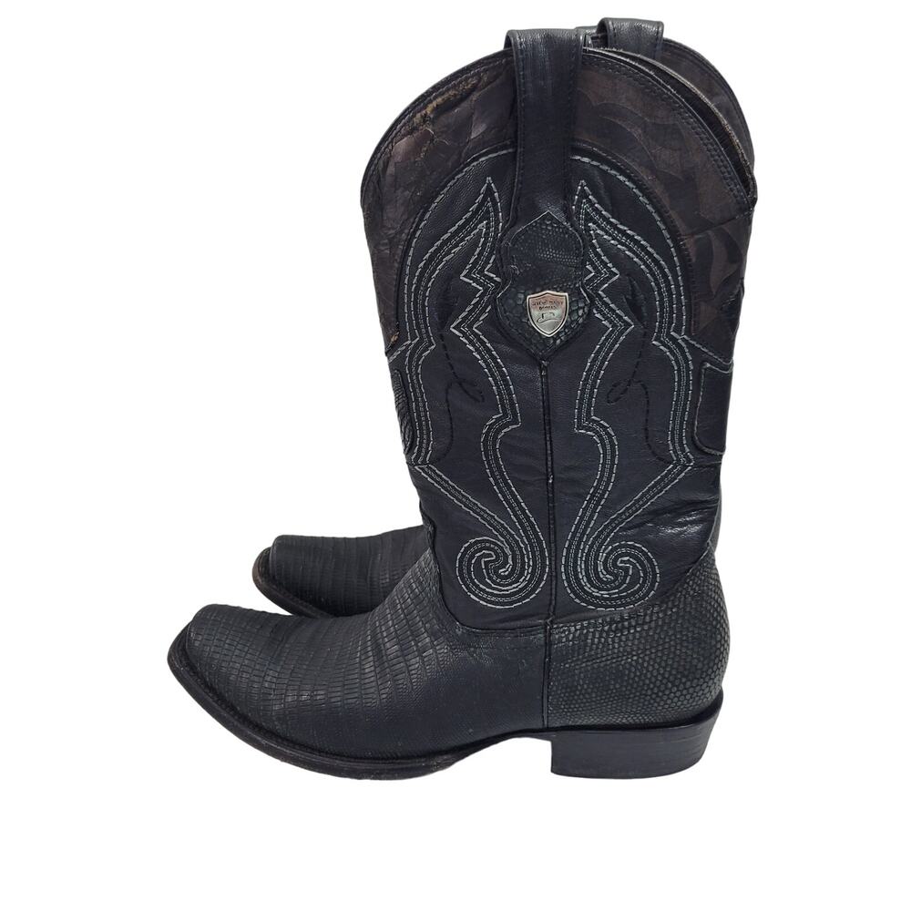 Wild West Men's Western Black Genuine Teju-Lizardskin  Boots Size 8.5  10424-708 - Picture 3 of 12